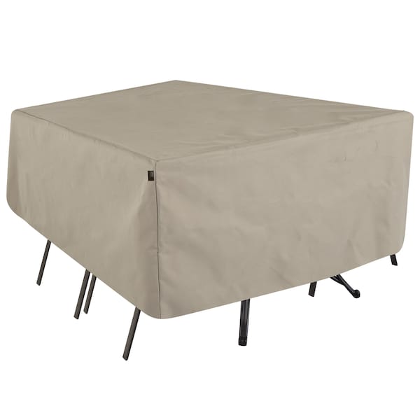 Modern Leisure Chalet Rect/Oval Patio Table & Chair Set Cover, 72 in. L x 44 in. W x 23 in. H, Beige 2923 - main